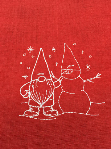Dish Towel - Gnome with Snowman