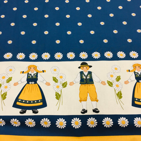 Swedish tablecloth fabric - Boy & Girl in National Costume