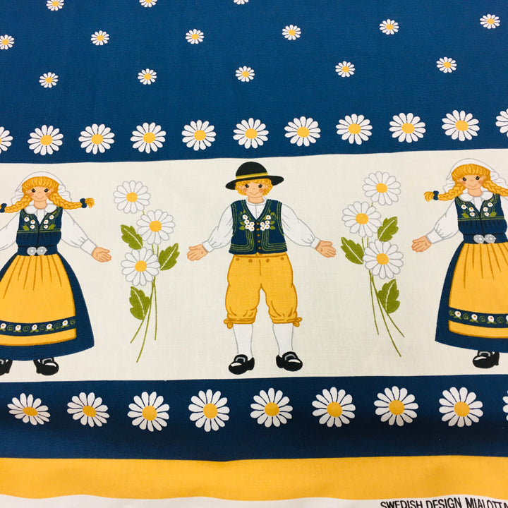 Swedish tablecloth fabric - Boy & Girl in National Costume