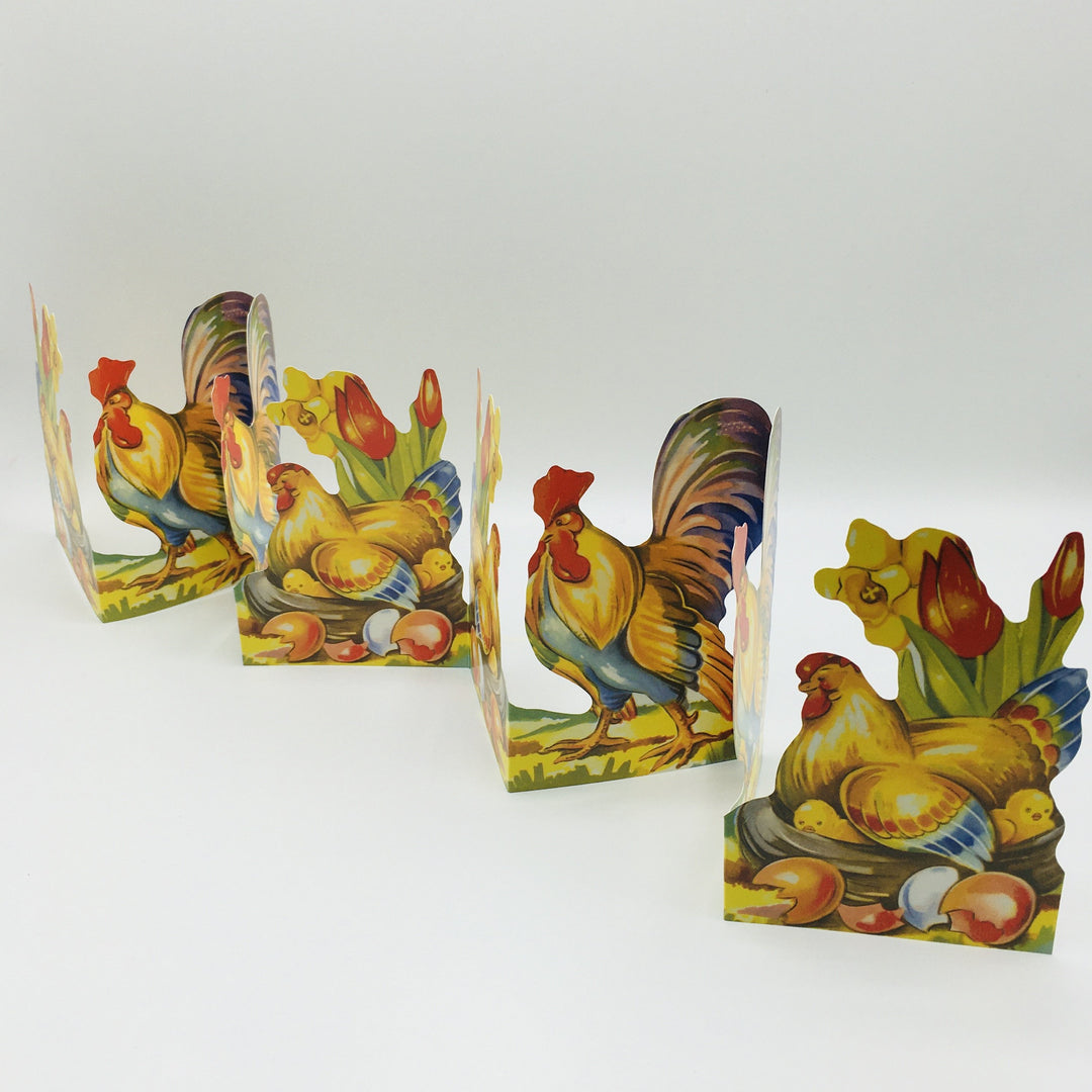 Cutout Easter rooster & hen with eggs