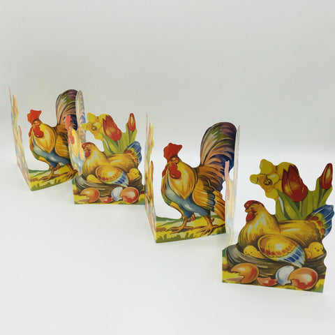 Cutout Easter rooster & hen with eggs