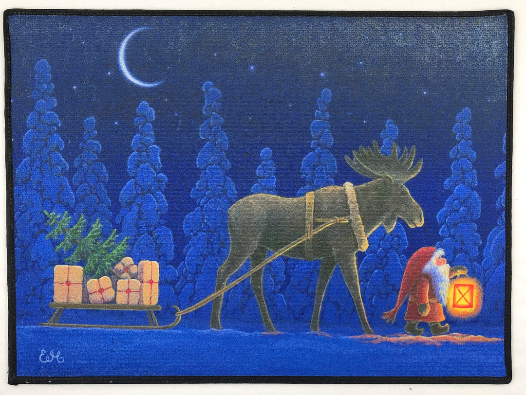 Eva Melhuish Rug - Moose pulling sled