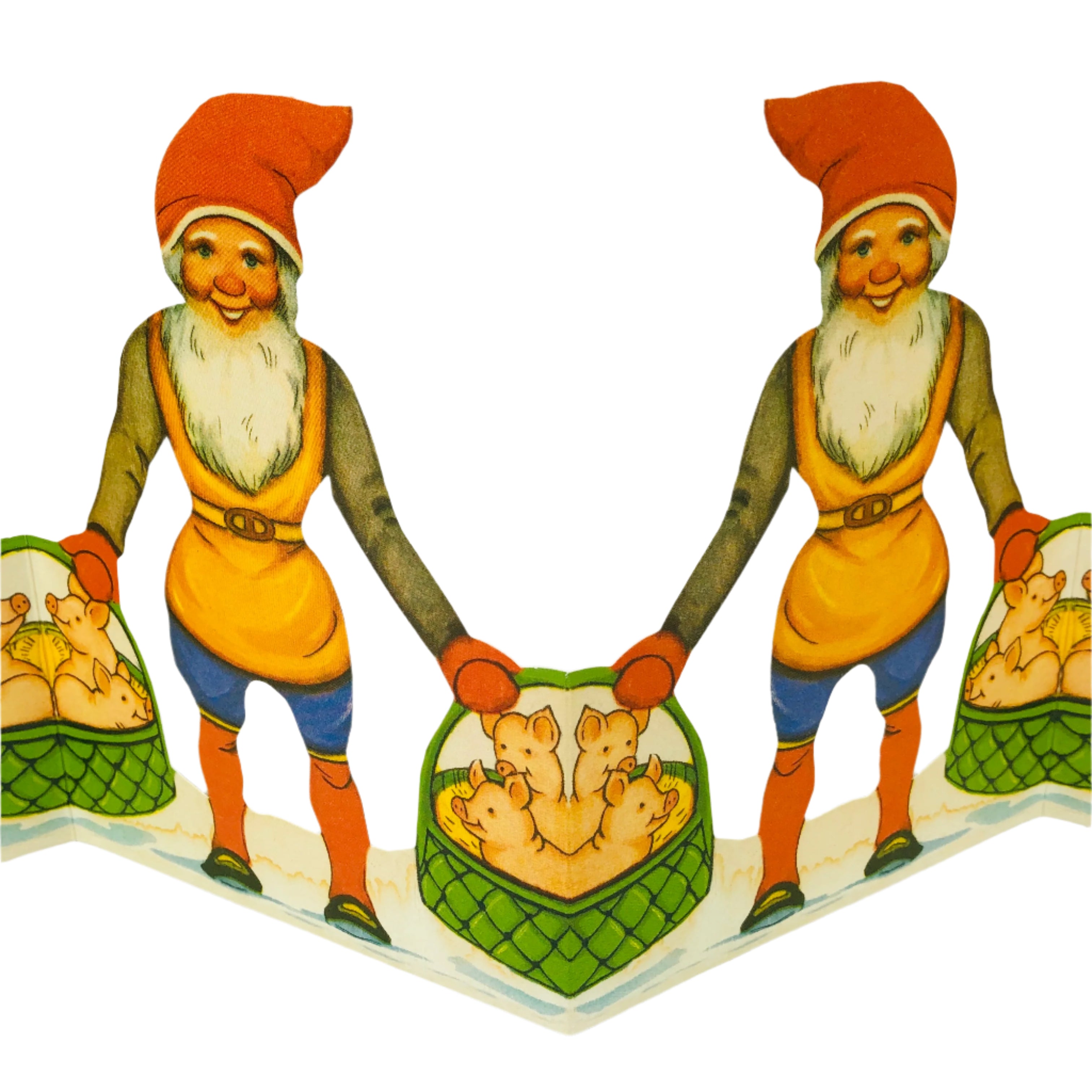 Cutout Tomte with basket of pigs – Gift Chalet