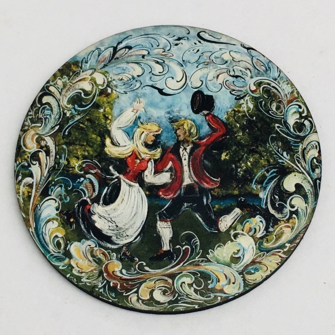 Lise Lorentzen Rosemaling Dancers Hardboard Coaster