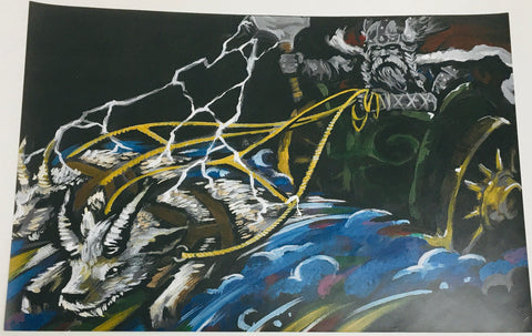 Micah Holland Viking with Goat drawn Chariot Artist Print