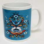 Lise Lorentzen blue rosemaling coffee mug