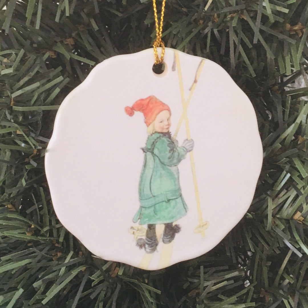 Ceramic Ornament, Carl Larsson Esbjörn on skis