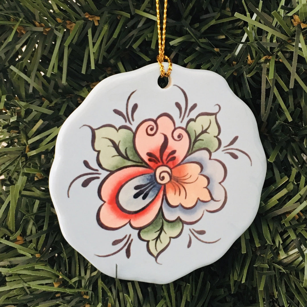 Ceramic Ornament, Rosemaling Flower