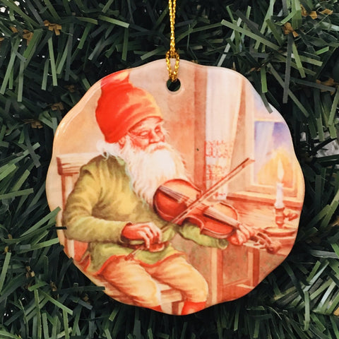 Ceramic Ornament, Tomte Playing Violin