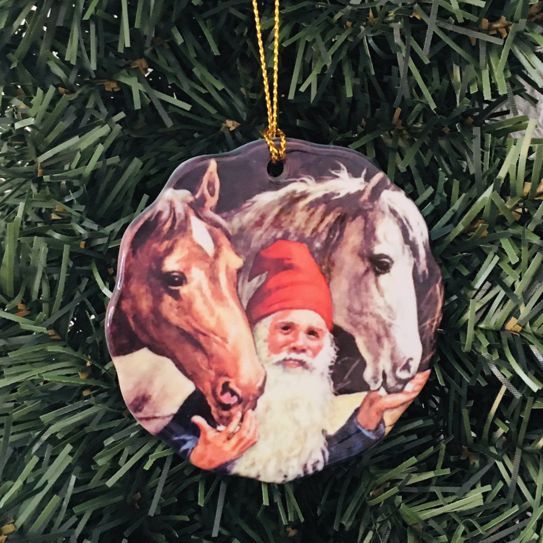 Ceramic Ornament, Tomte with Horses