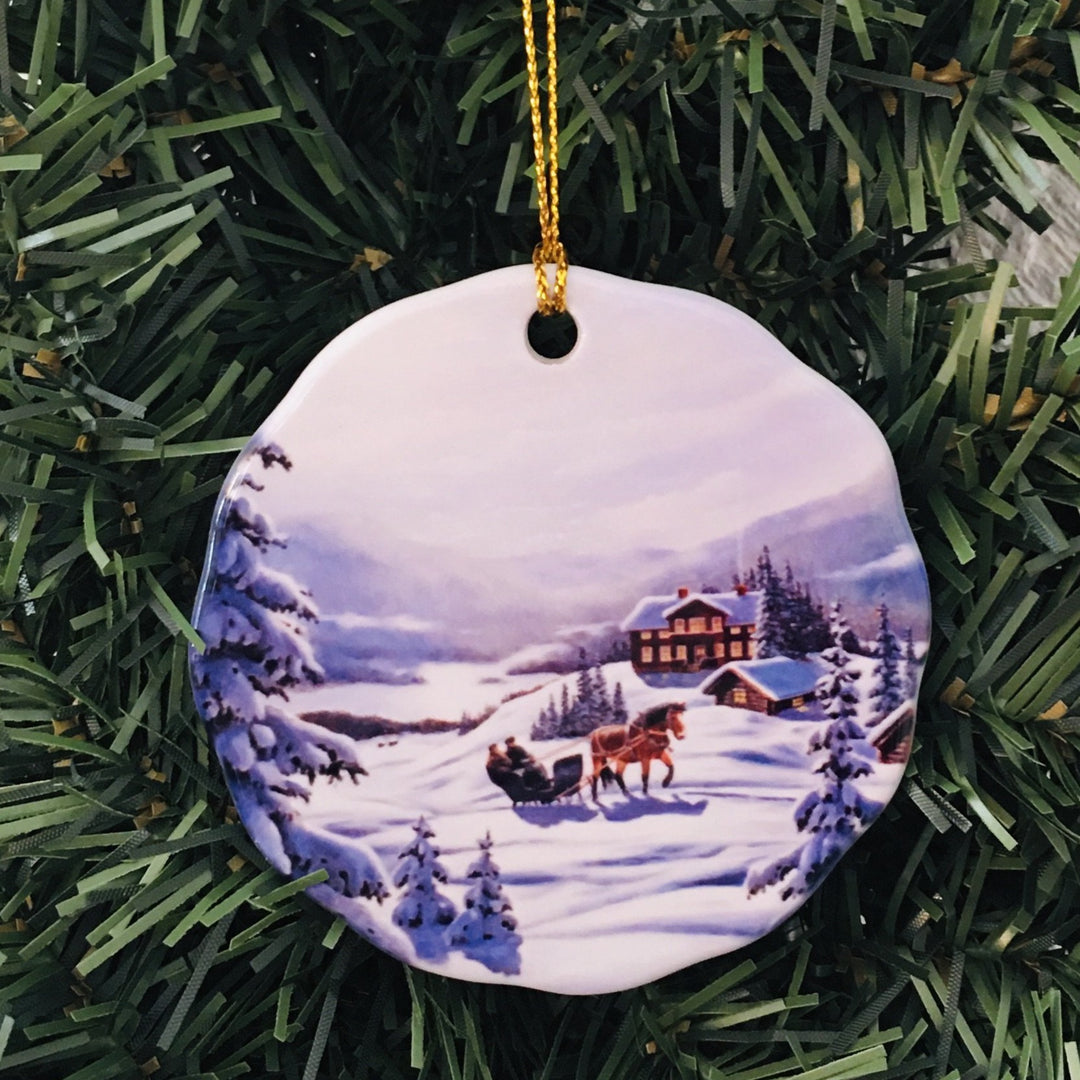 Ceramic Ornament, Jan Bergerlind Sleigh Ride