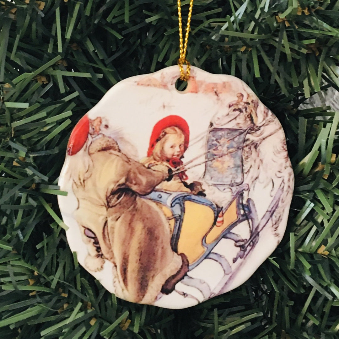 Ceramic Ornament, Carl Larsson Sleigh Ride