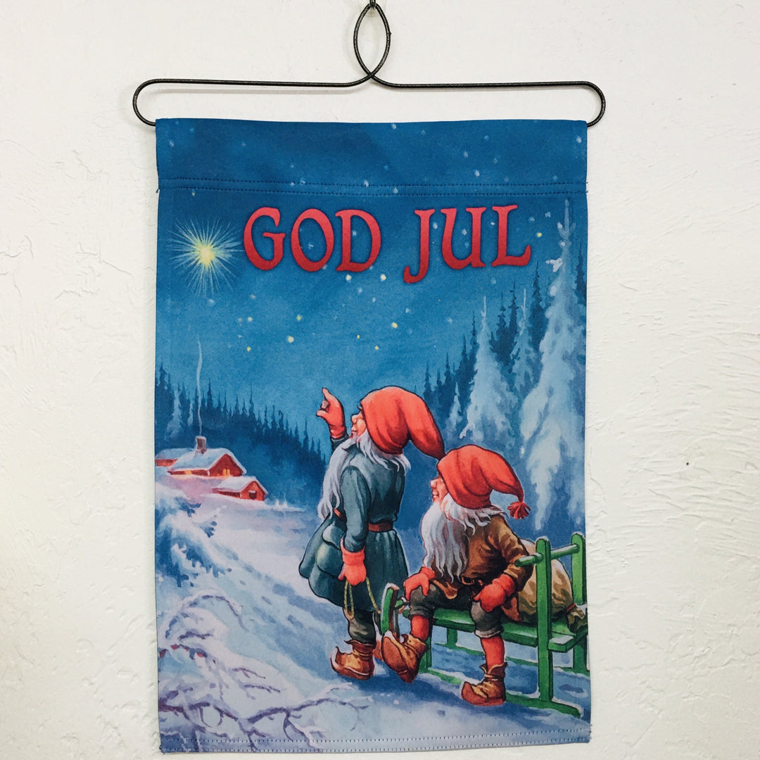 God Jul Gnomes garden flag