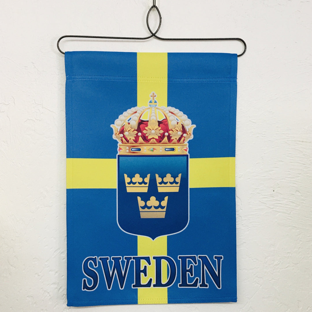 Sweden Flag with Crest Garden Flag