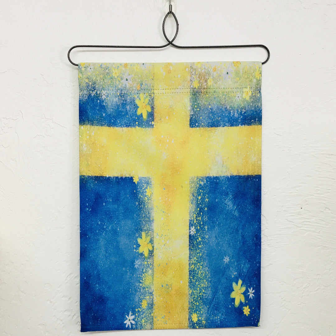 Swedish Flag with Flowers Garden Flag