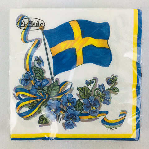 Swedish flag floral paper napkins by Ingrid Elf