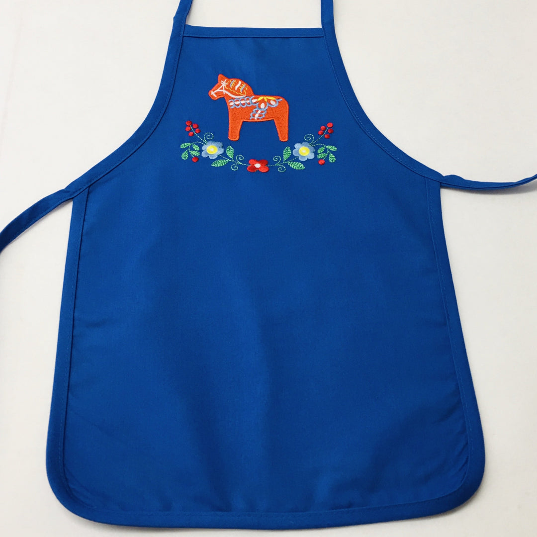 Children's Apron - Embroidered Dala horse & Flowers