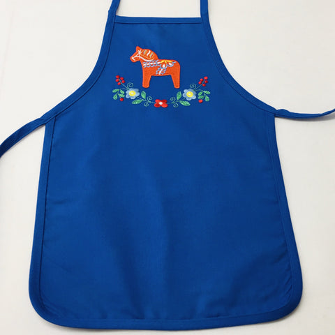 Children's Apron - Embroidered Dala horse & Flowers