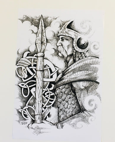 Micah Holland Viking with Spear & Runes Artist Print