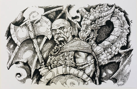 Micah Holland Viking with Dragon Artist Print