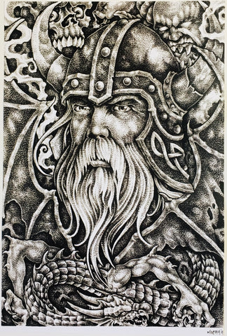Micah Holland Viking with Dragon Artist Print
