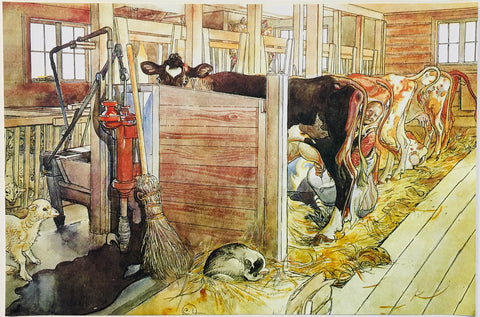 Carl Larsson Milking Cows Artist Print