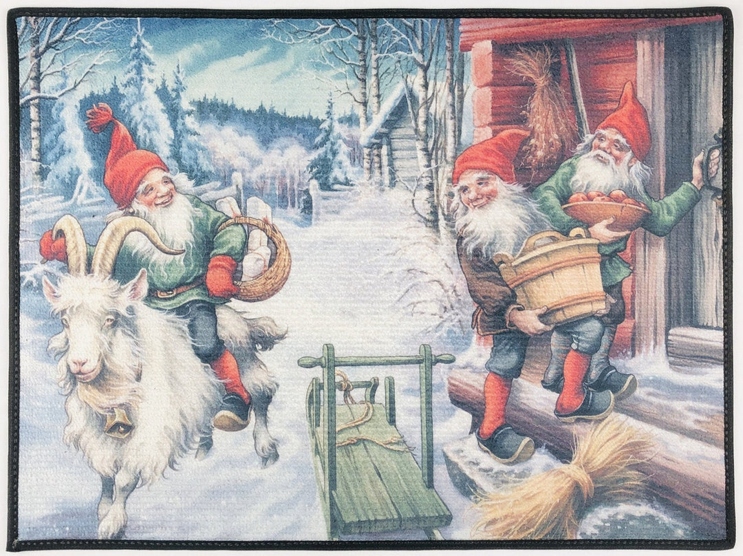 Tomte riding Jul bock rug