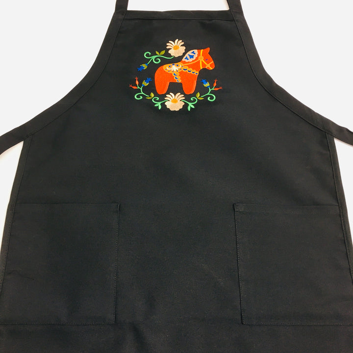 Apron - Embroidered Dala Horse & Flowers