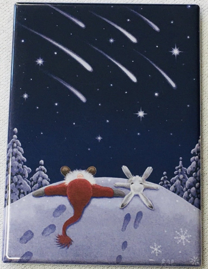 Rectangle Magnet, Eva Melhuish Tomte watching  Shooting Stars with Bunny