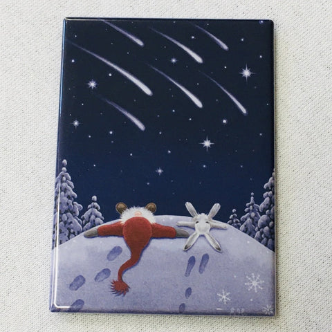 Rectangle Magnet, Eva Melhuish Tomte watching  Shooting Stars with Bunny