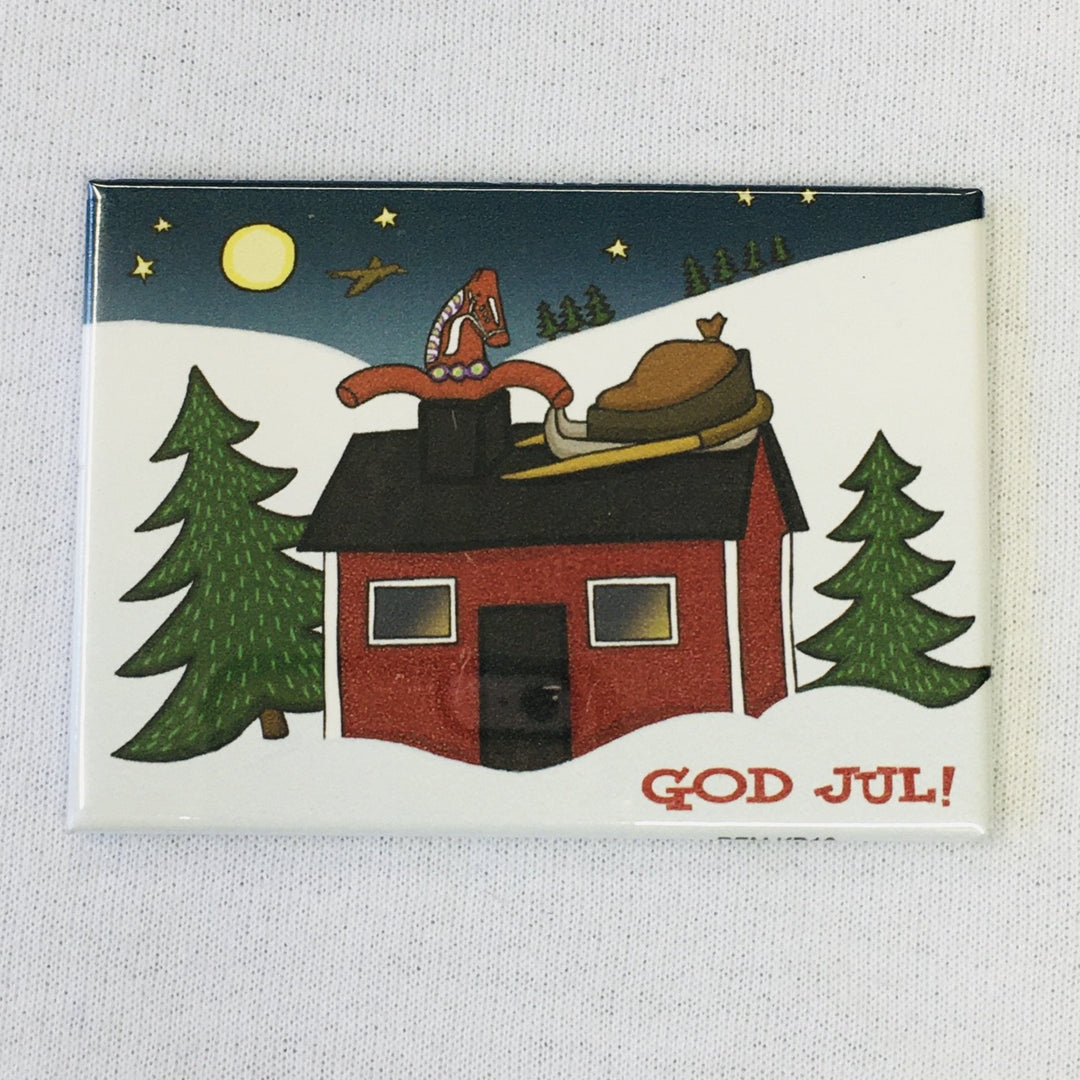 Rectangle Magnet, Karin Didring Dala horse God Jul