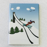 Rectangle Magnet, Karin Didring Dala horse Ski Jump