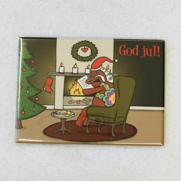 Rectangle Magnet, Karin Didring Dala horse God Jul