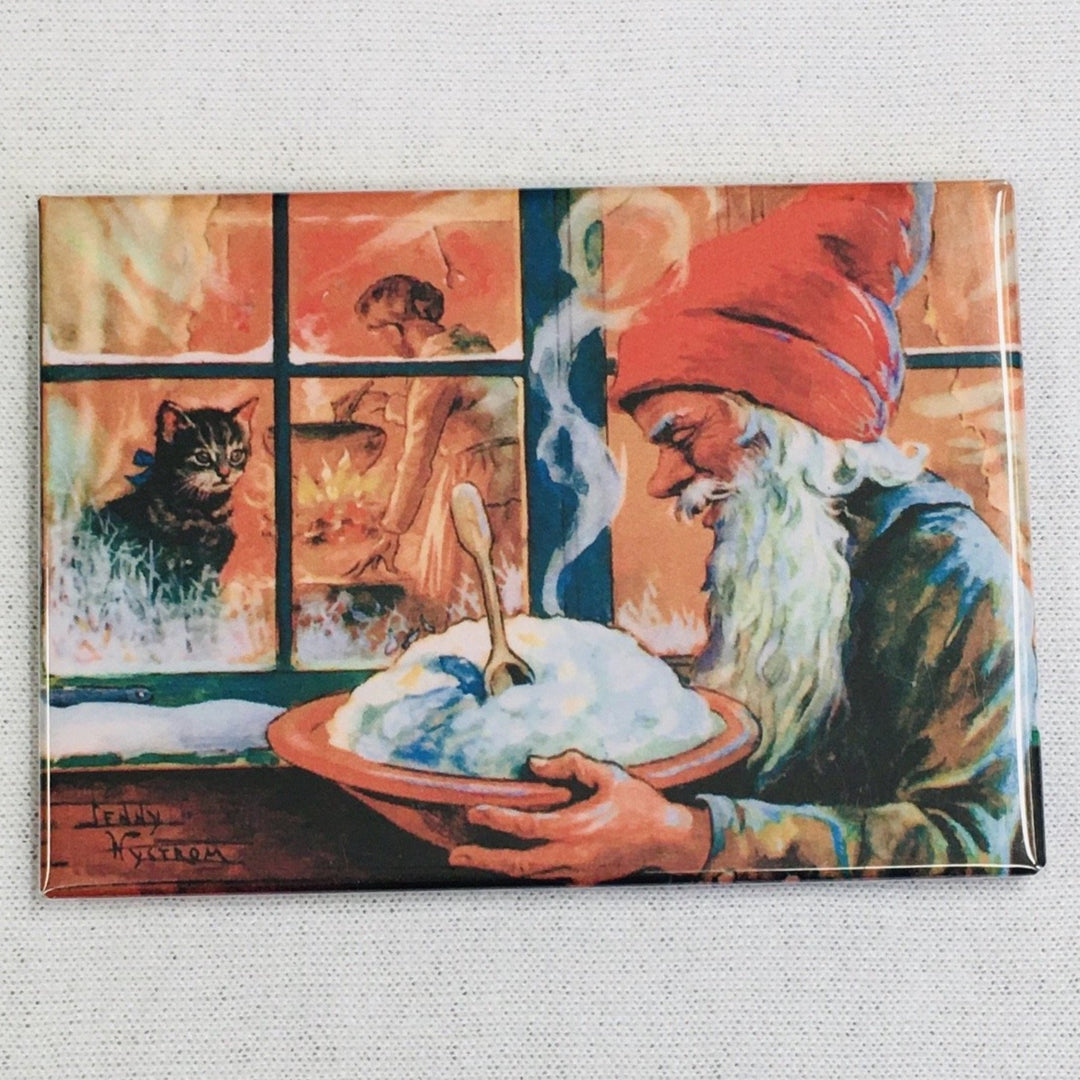 Rectangle Magnet, Tomte with Porridge