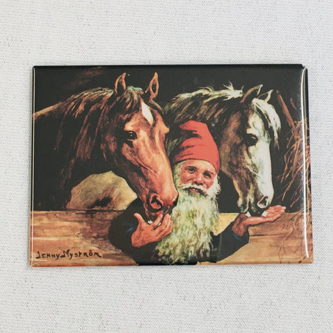Rectangle Magnet, Tomte with Horses