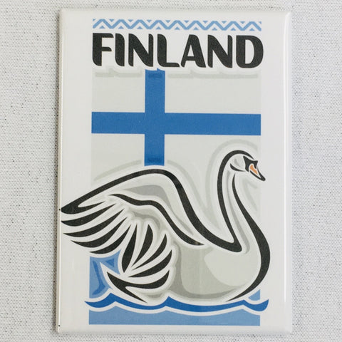 Rectangle Magnet, Finland Flag & Swan