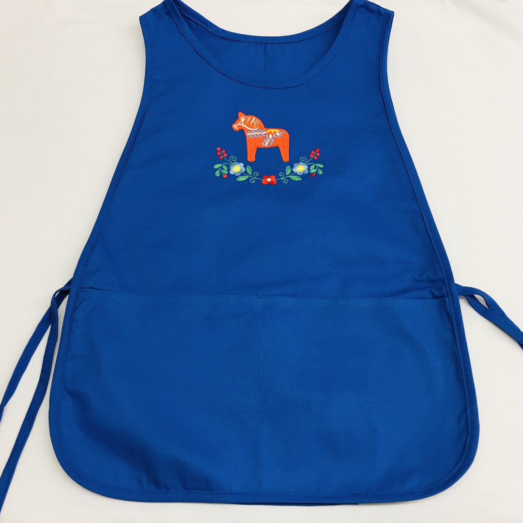 Smock style Apron - Embroidered Dala Horse & Flowers