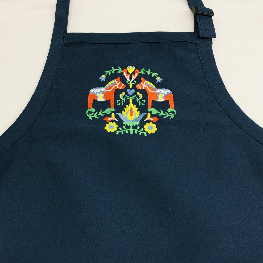 Apron - Embroidered Dala Horse & Flowers