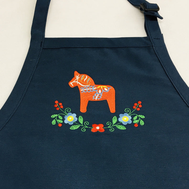 Apron - Embroidered Dala Horse & Flowers