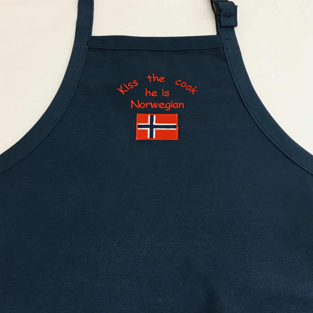 Apron - Embroidered Kiss the Cook he is Swedish, Finnish, Norwegian or Danish