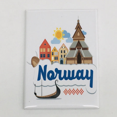Rectangle Magnet, Norway with Stave Church