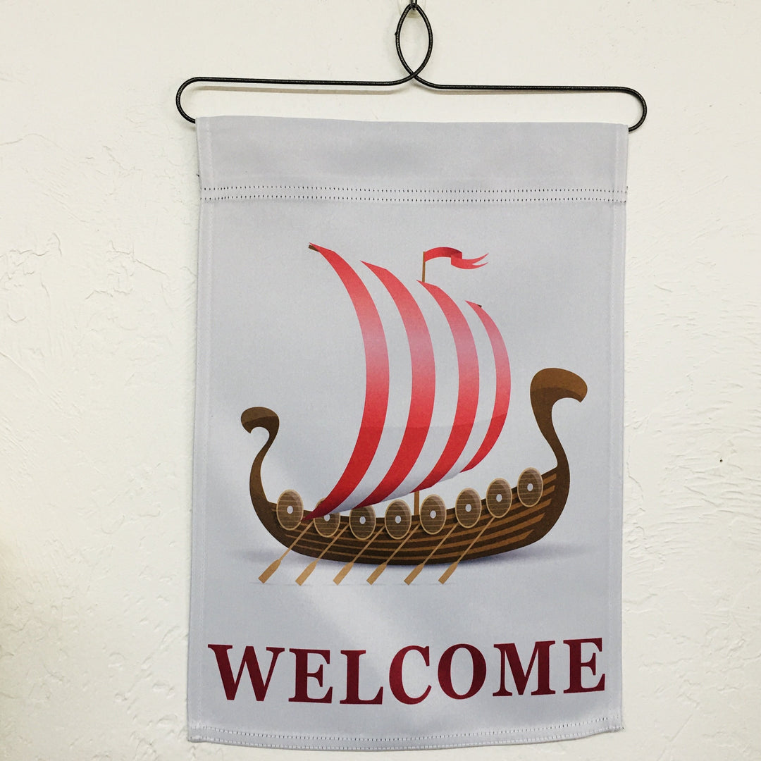 Welcome Viking ship garden flag