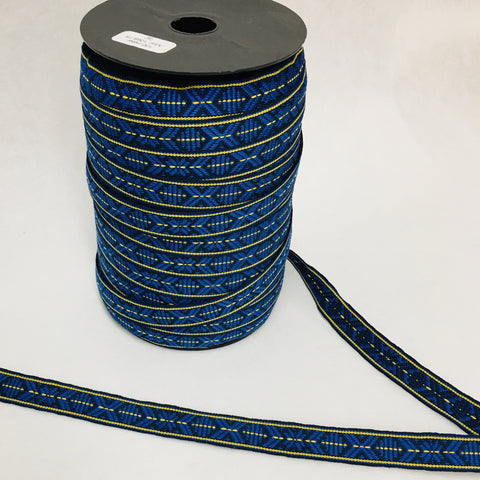 Fabric Ribbon Trim by the yard - Blue & Yellow