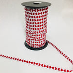 Fabric Ribbon Trim by the yard - White with red hearts