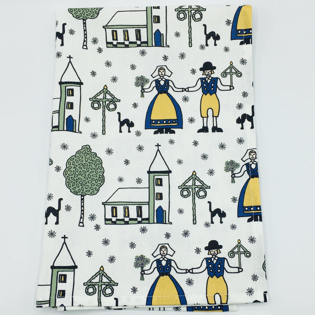 Dish Towel - Swedish Couple & Maypole