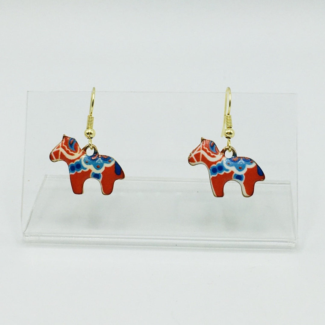 Dala Horse Earrings - Red