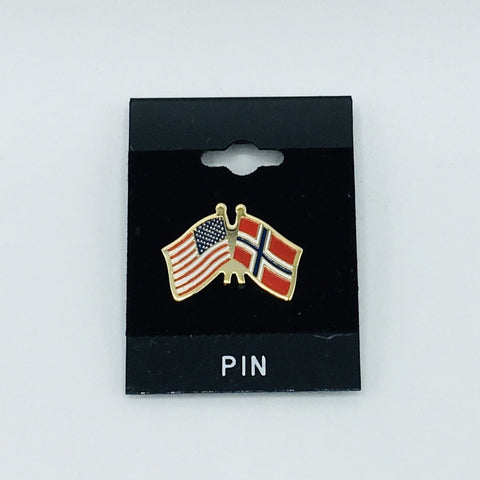 Lapel Pin - Norway & USA crossed flags