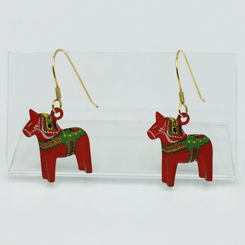 Dala Horse Earrings - Red