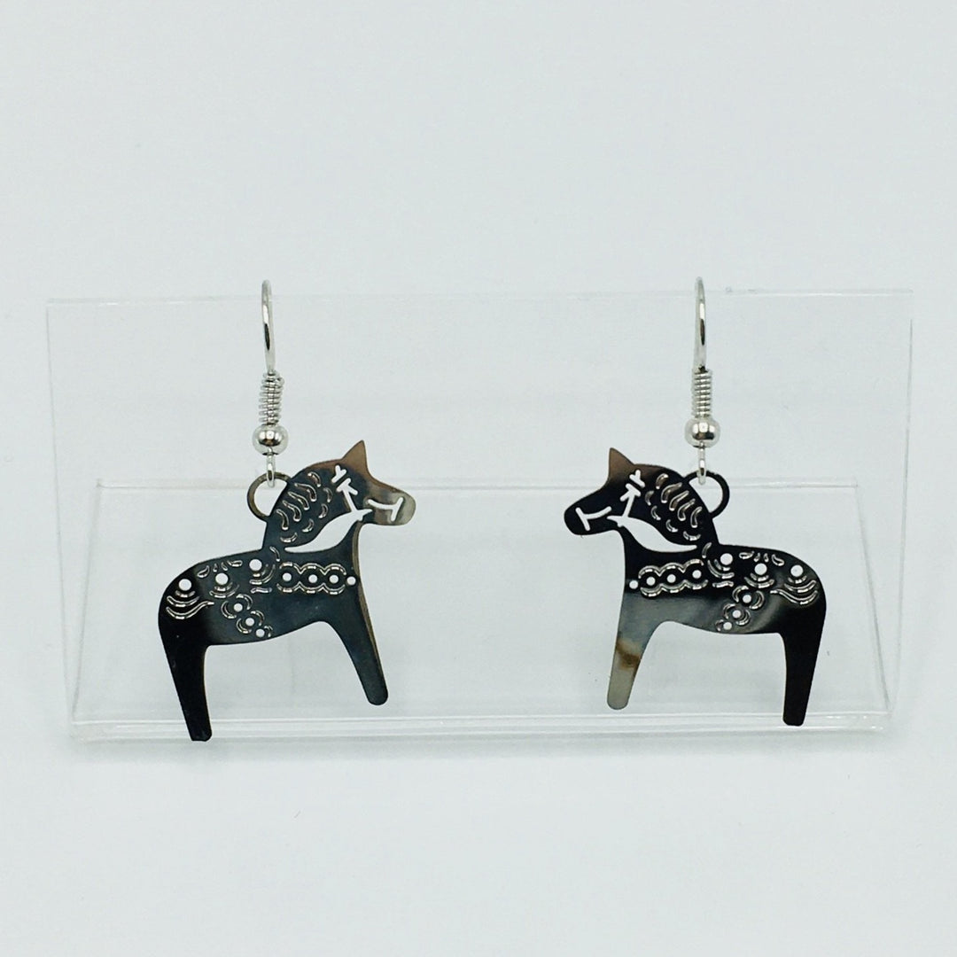 Dala Horse Earrings Silver finish