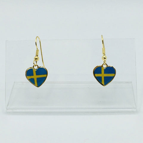 Sweden Flag Heart Earrings - Posts or Hooks